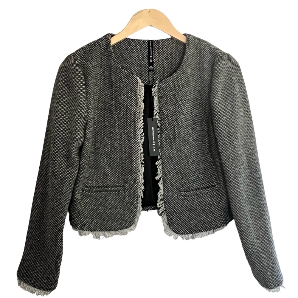 NWT W118 by Walter Baker Gray Textured Faux Pocket Jacket Size S, M